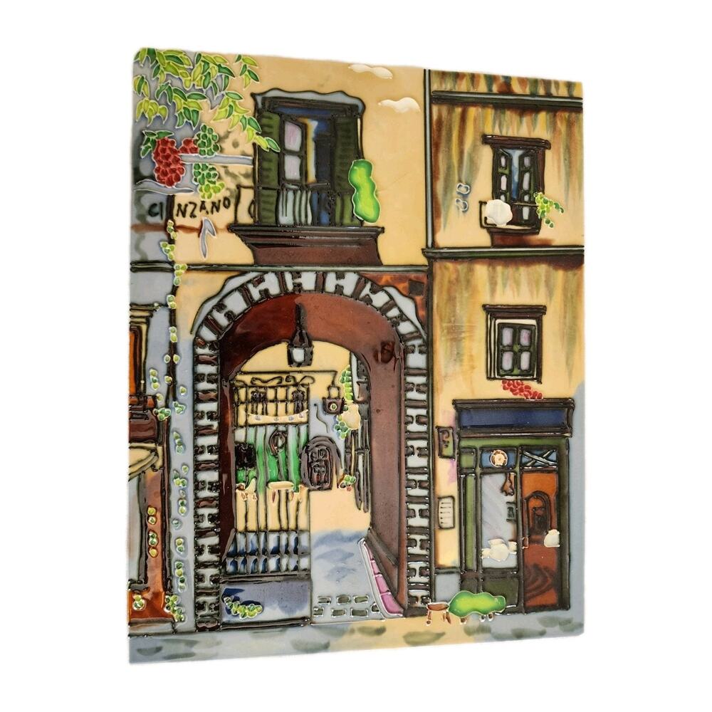 Davies French Art Tile 11x14 in. Handpsinted Ceramic Wall Decor Parisian Europe